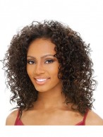 Personalized Medium Curly Brown No Bang African American Lace Wigs