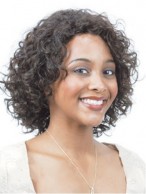 Sweet Short Curly Brown No Bang African American Lace Wigs for Women