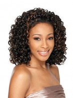 Adjustable Medium Curly No Bang African American Lace Wigs for Women
