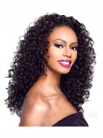 Unique Long Curly Black No Bang African American Lace Wigs for Women 18 Inch