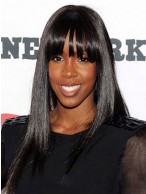 Lustrous Long Straight Black African American Wigs for Women 20 Inch
