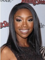 Medium Straight Black African American Lace Wigs for Women 16 Inch