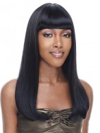 Wig Online Long Straight Black Full Bang African American Wigs for Women 20 Inch