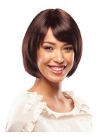 Exquisite Short Straight Sepia Full Bang African American Wigs