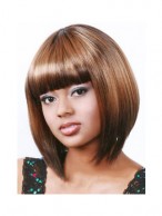 Discount Short Straight Blonde Full Bang African American Wigs