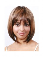 Short Straight Blonde Full Bang African American Wigs