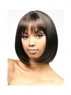 Sweety Short Straight Sepia Full Bang African American Wigs