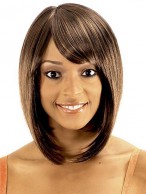 Sexy Short Straight Brown Full Bang African American Wigs