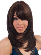 Wig Online Medium Straight Full Bang African American Wigs for Women