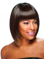Short Straight Full Bang African American Wigs for Women 10 Inch