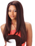 Glitter Long Straight Brown No Bang African American Lace Wigs