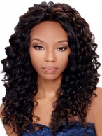 Inexpensive Long Curly Sepia No Bang African American Lace Wigs