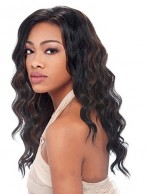 Pretty Long Wavy Black No Bang African American Lace Wigs
