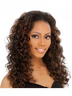 Sexy Long Curly Brown No Bang African American Lace Wigs