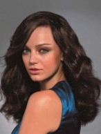2013 New Arrival Long Wavy Natural Black Lace Human Hair Wig about 18 Inches