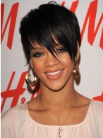 Rihannas Bangs Short Hairstyle Wig
