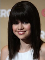 Selena Gomez's Full Bangs Straight Wig