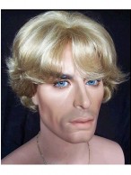 Cheap Short Wavy Synthetic Capless Wig for Man