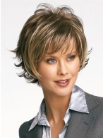 Short Sweeping Textured Layers Capless Wig