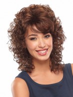 Shoulder Length Curly Front Lace Synthetic Wig