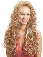 Extra Long Curly Synthetic 3/4 Capless Wig