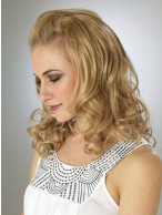 Beautiful mid-length Blonde Wavy 3/4 Wigs