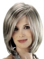 Angled Sides And Soft Beveled Nape Grey Wig