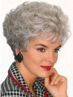 Longer Crown Curls Grey Wig