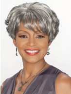 Short Wavy Synthetic Grey Wig