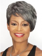 Short Side Swept Fringe Grey Wig