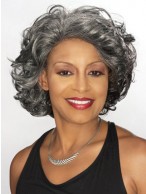 Medium Length Curly Grey Wig