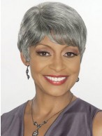 Short Straight Capless Grey Wig