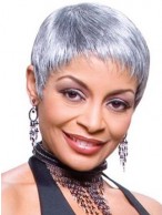 Short Boy Cut Synthetic Silver Wig