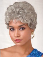 Short Wavy Style Capless Grey Wig