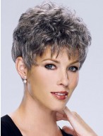 Short Curly Synthetic Capless Grey Wig