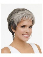 Rounded Fringe wavy Lace Front Grey Wig