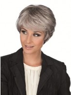 Side Long Fringe Synthetic Capless Grey Wig