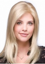 Suitable Long Straight Blonde Human Hair Wigs 