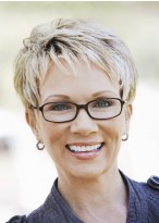 Short Blonde Capless Human Hair Wigs 