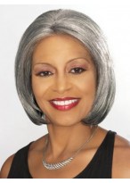 New Style Short Straight Grey Synthetic Wigs 