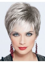Glamorous Straight Synthetic Grey Wigs 