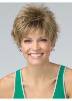 New Blonde Straight Boycuts Synthetic Wigs 