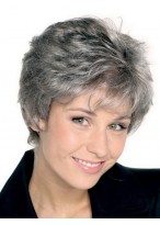 Fabulous Grey Straight Synthetic Wigs 