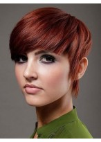 Red Capless Remy Human Hair Wig-WWA356 