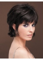 Black Capless Remy Human Hair Wig-WWA390 