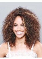 Shining Medium Curly Brown No Bang African American Lace Wigs 