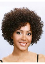 New Fashion Short Curly Brown Side Bang African American Lace Wigs for Women 10 Inch 