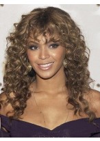 European Style Long Curly Brown African American Lace Wigs for Women 