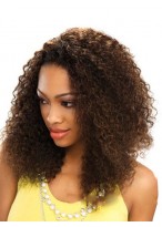 Online Medium Curly Brown No Bang African American Lace Wigs for Women 