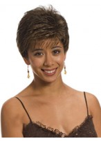 Pretty Short Straight Side Bang African American Lace Wigs for Women 
